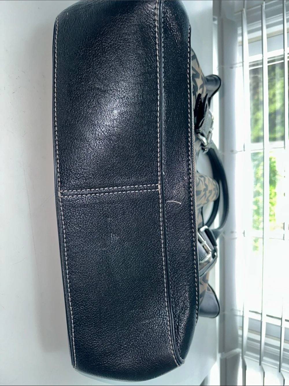 Michael Kors Black and Beige MK Logo Satchel